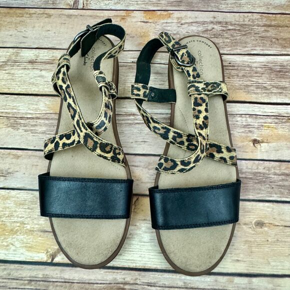 Clarks Collection Womens Declan Spring Leopard Print Sandals 11 - Picture 4 of 7